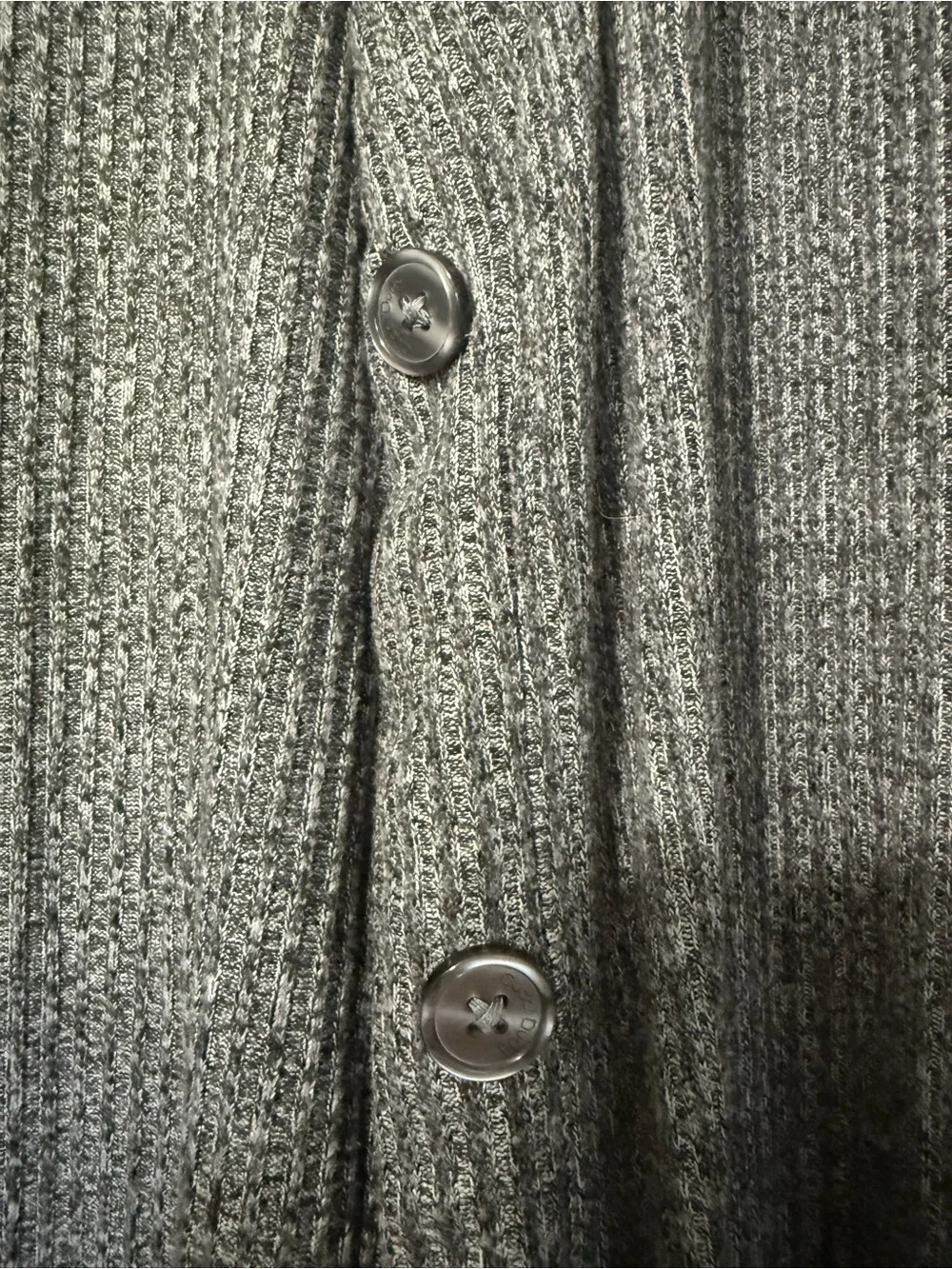 Cuddl Duds Ribbed Gray Cardigan- L